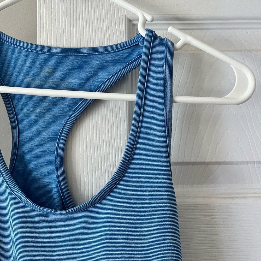 Blue Striped Racerback Tank Top